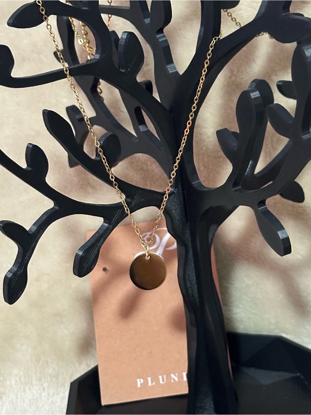 Plunder Gold Tone Necklace With Disc Pendant - Picture 4 of 4